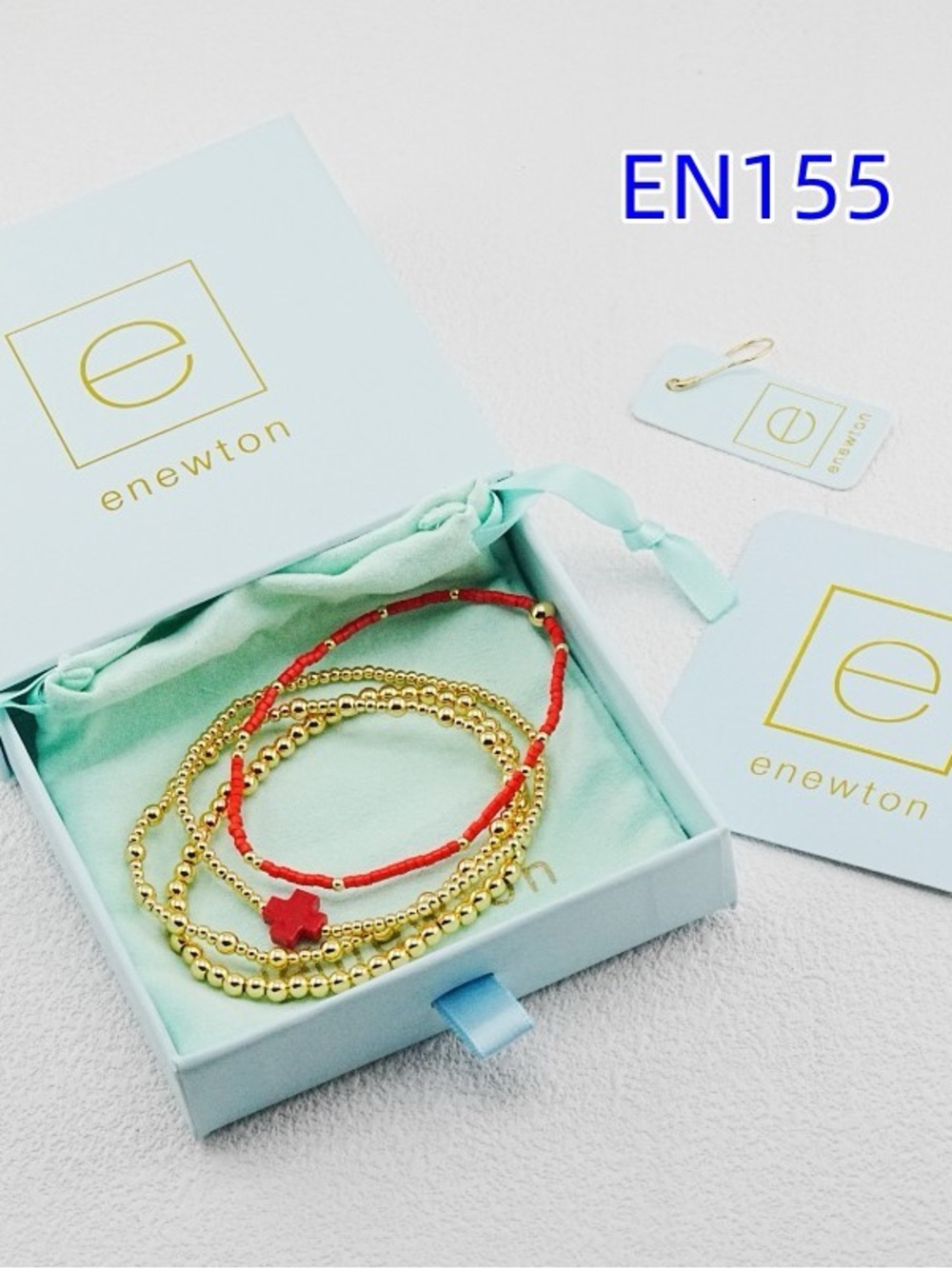 Newton Gold and Red Layered Beaded Bracelet Set